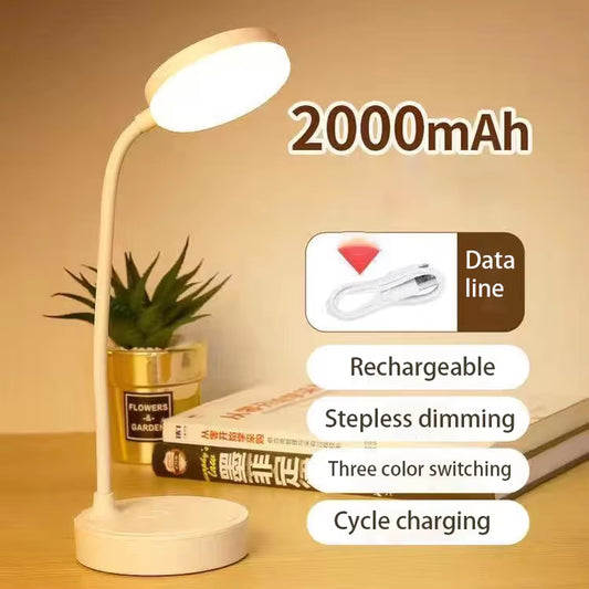 Portable LED Desk Lamp USB Plug Battery Powered Table Light Support 3 Color Stepless Dimming Eye Protection Bedroom Bedside Lamp