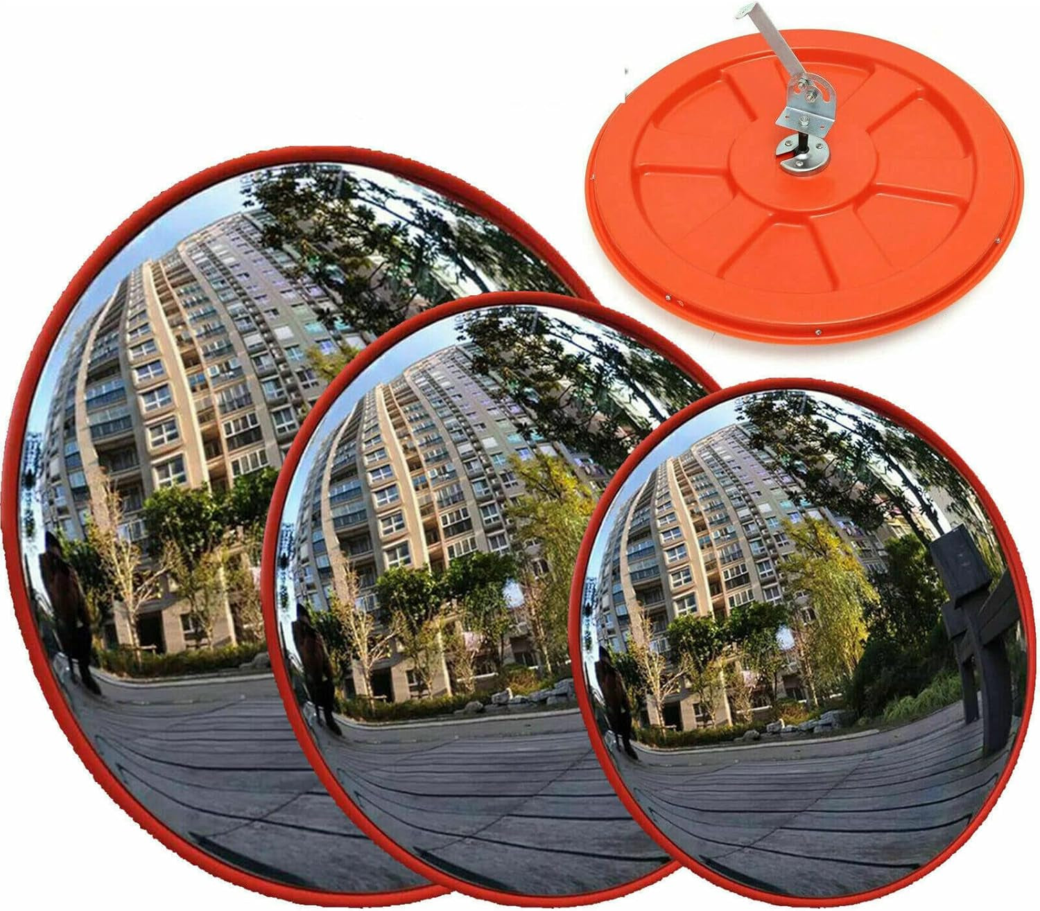 Convex Mirror 60Cm Road Traffic Safety Mirror Unbreakable 130 Degree Wide Angle Blind Spot Mirror Car Parking Security Curved Convex Road Mirror with Bracket Screws for Driveway Blind Spot Road