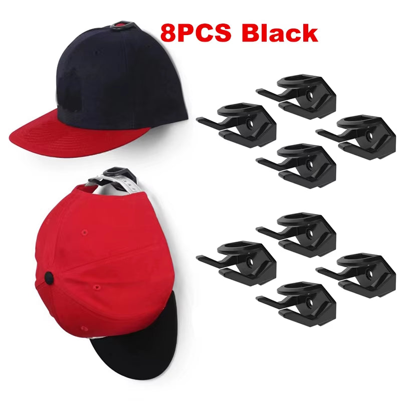 5/8Pcs Adhesive Hat Racks Free-Punch Casual Hat Storage Hook Wall Door Baseball Cap Holder Hat Display Strong Hold for Closet