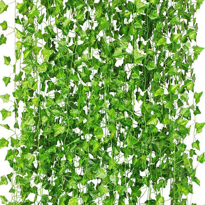 Artificial Ivy Garland,Ivy Garland Fake Vines UV Resistant Green Leaves Fake Plants Hanging Vines for Wedding Party Garden Wall Room Decor,12Pcs 84Ft 