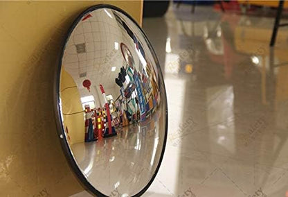 Traffic Curved Convex Wide Angle Mirror, 30 Cm / 12", Unbreakable for Road Safety Shop Security with Adjustable Wall Fixing Bracket