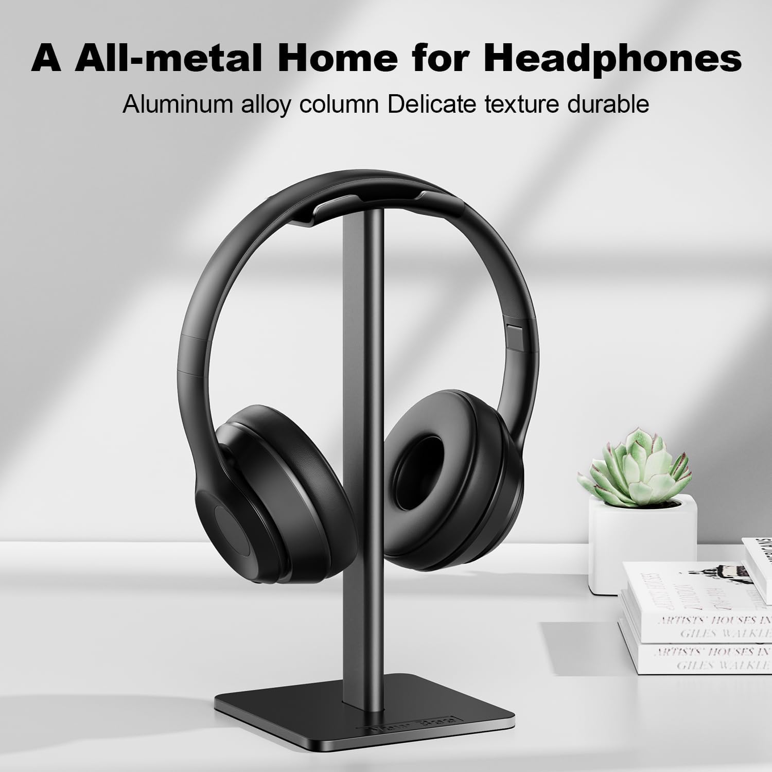 Headphone Stand Headset Stand Headphone Holder Universal Aluminum Gaming Headset Holder Earphone Display Earbuds Mount for All Headphones (Black)