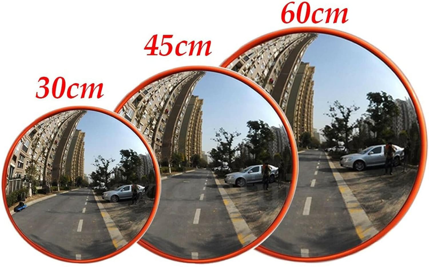 Convex Mirror 60Cm Road Traffic Safety Mirror Unbreakable 130 Degree Wide Angle Blind Spot Mirror Car Parking Security Curved Convex Road Mirror with Bracket Screws for Driveway Blind Spot Road