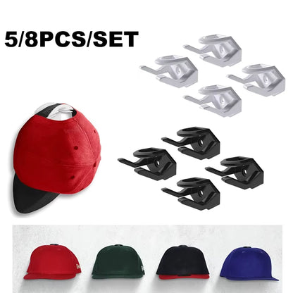 5/8Pcs Adhesive Hat Racks Free-Punch Casual Hat Storage Hook Wall Door Baseball Cap Holder Hat Display Strong Hold for Closet