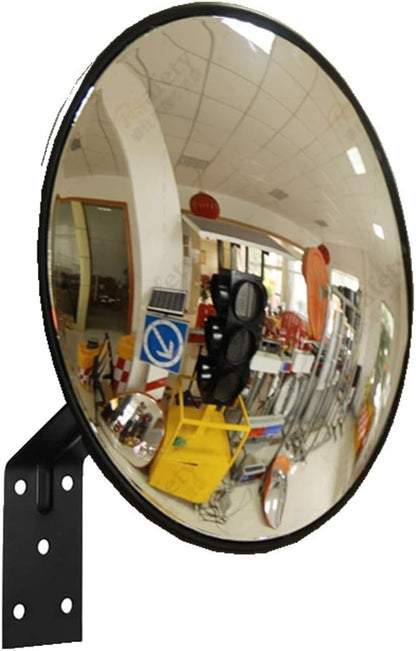 Traffic Curved Convex Wide Angle Mirror, 30 Cm / 12", Unbreakable for Road Safety Shop Security with Adjustable Wall Fixing Bracket