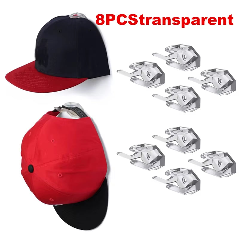 5/8Pcs Adhesive Hat Racks Free-Punch Casual Hat Storage Hook Wall Door Baseball Cap Holder Hat Display Strong Hold for Closet