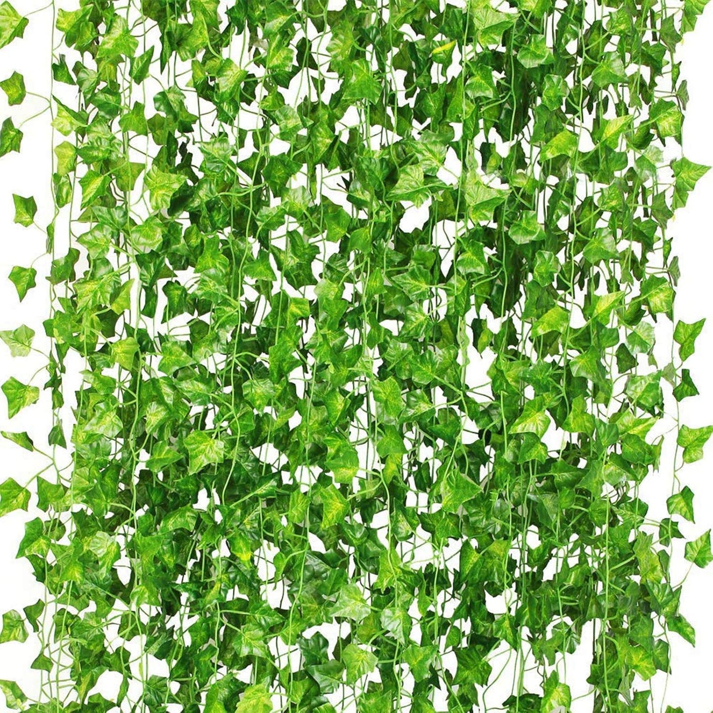 Artificial Ivy Garland,Ivy Garland Fake Vines UV Resistant Green Leaves Fake Plants Hanging Vines for Wedding Party Garden Wall Room Decor,12Pcs 84Ft 