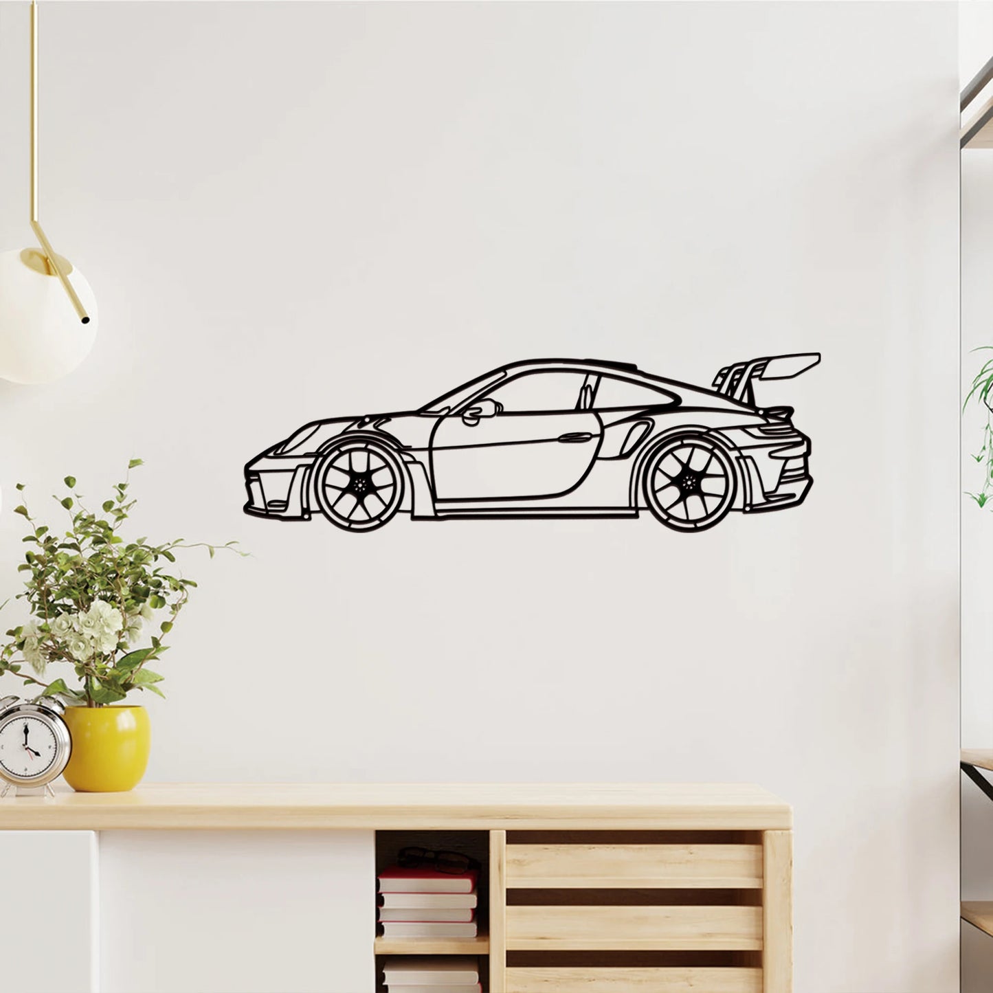 Wall Decoration Art Creative Metal Iron Line 911 GT3 RS Sports Car Hanging Home Indoor Outdoor