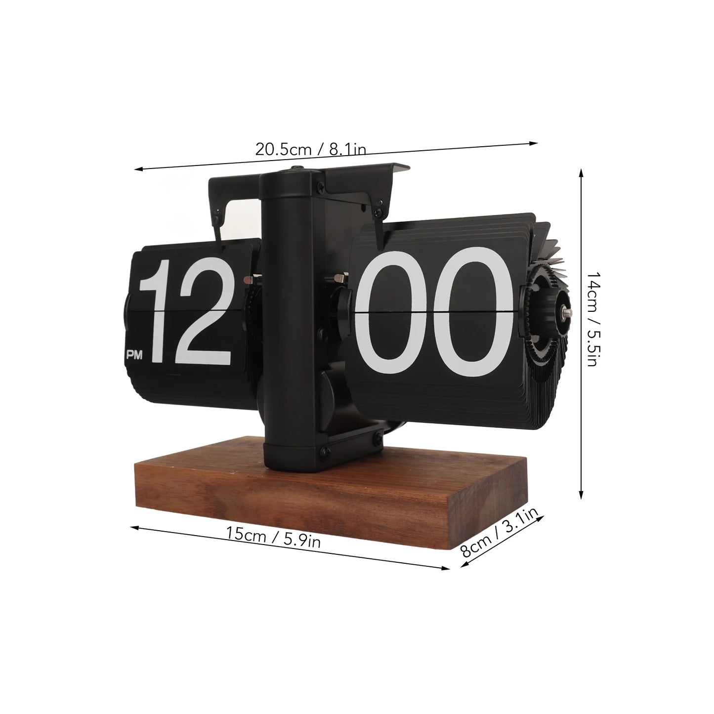 Retro Digital Flip down Clock 12 Hours Automatic Turning Battery Operated Mechanical Clock for Home Living Room Office Decor