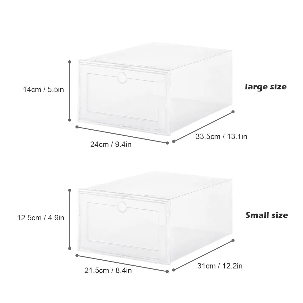 6Pcs/Set Transparent Plastic Shoes Case Thickened Drawer Case Plastic Shoe Boxes Stackable Box Shoe Organizer Shoebox