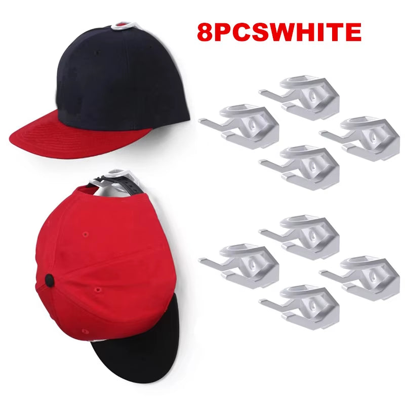 5/8Pcs Adhesive Hat Racks Free-Punch Casual Hat Storage Hook Wall Door Baseball Cap Holder Hat Display Strong Hold for Closet